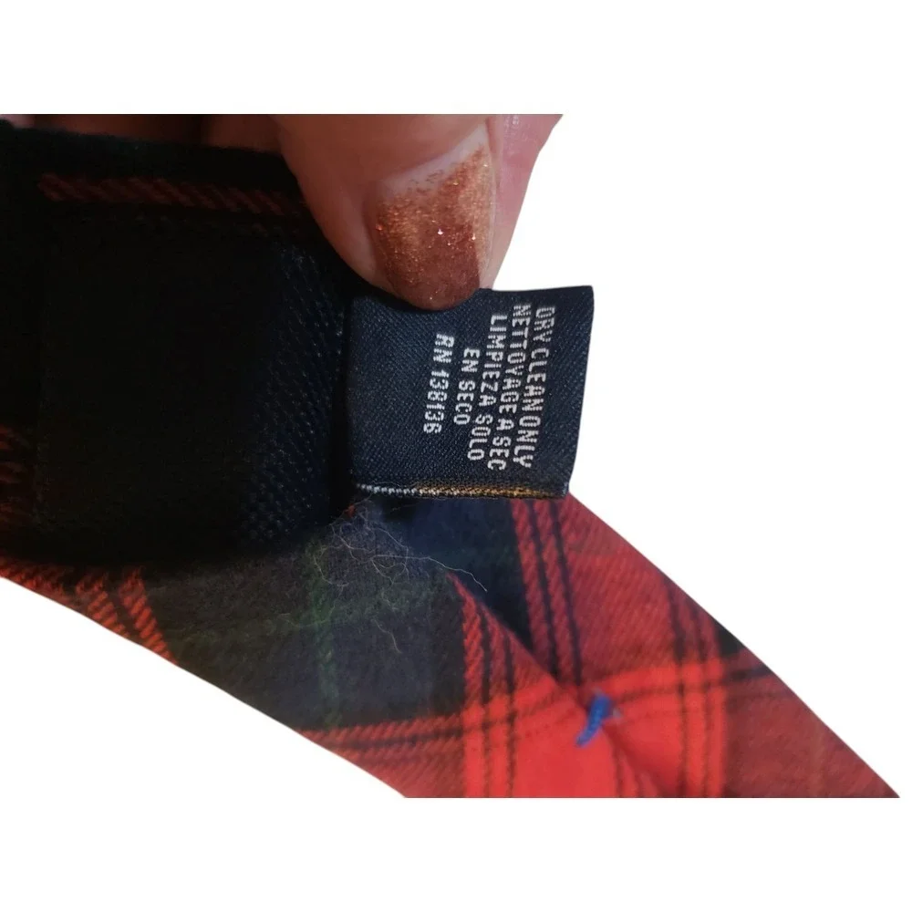NWT‎ Nautica Mens Tie Necktie Designer Luxury 100% Cotton Red Black Plaid